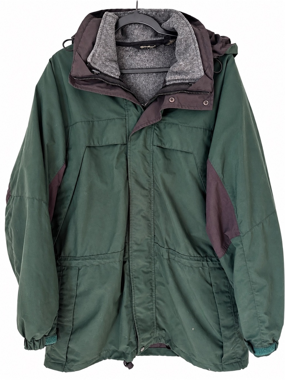 Eddie Bauer WeatherEdge Mens 3-in-1 Removable Inner Jacket Forest Green Rain L